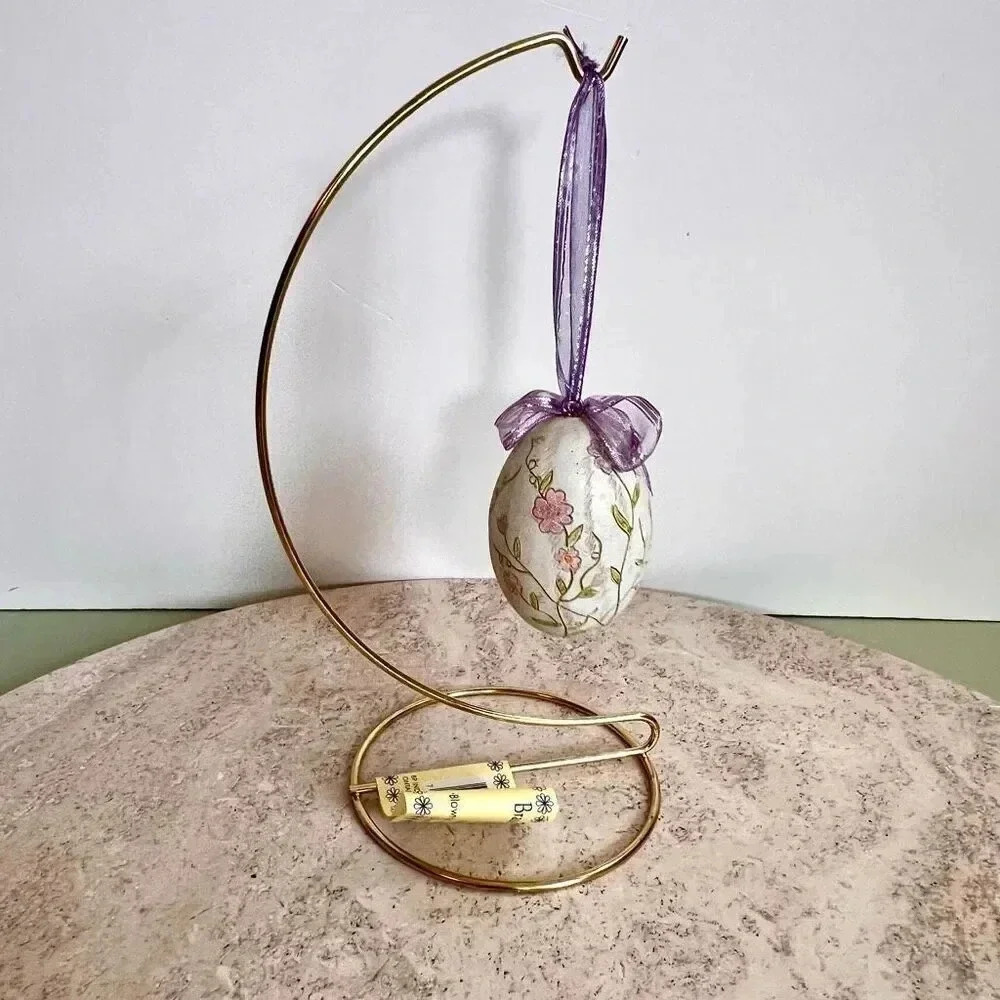 Vintage Ceramic Floral Design Hand-Painted Brass‎ Ornament Stand New with tags